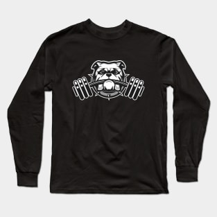 Bulldog Gym Mascot Illustration Long Sleeve T-Shirt